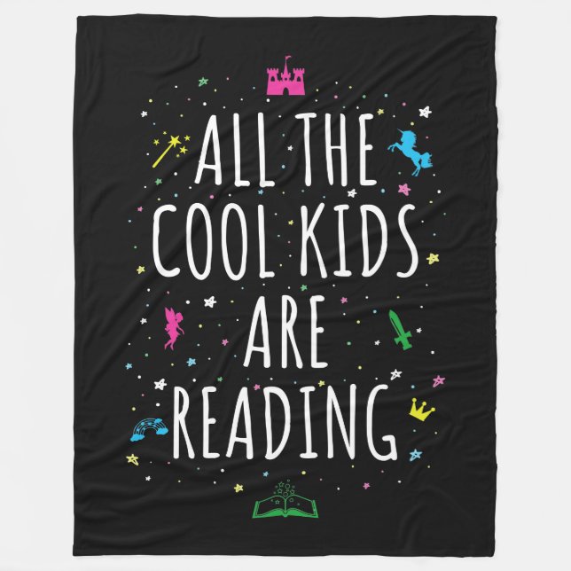 Alla Coolor som barn läser i Fleecefilt (Framsidan)