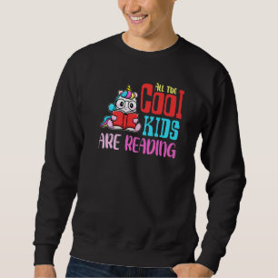 Alla Coolor som barn läser Unicorn Child Readin Lång Ärmad Tröja
