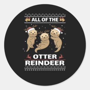 Alla de Otter Reindeer Sweet christmas Otter Runt Klistermärke