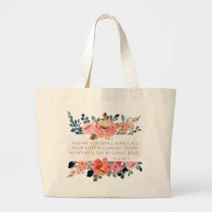 Alla dina behov Bible Verse Christian Tote Jumbo Tygkasse