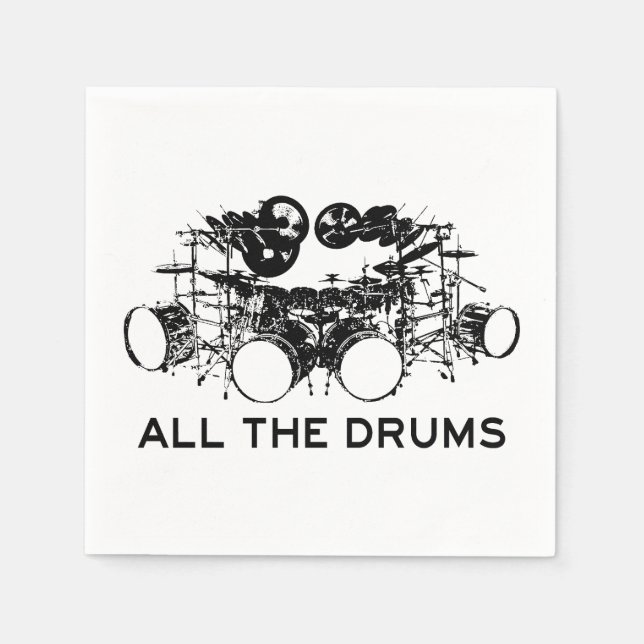 Alla Drums Drummer Napkins Pappersservett (Framsidan)