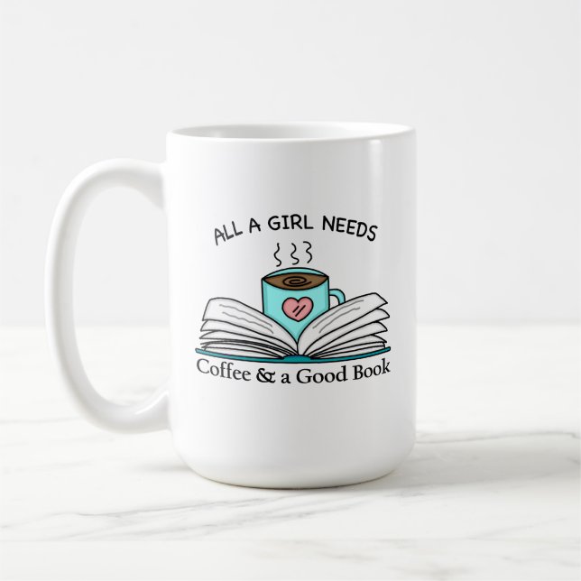 Alla en flicka behöver | Kaffe och Bra Bok Kaffemugg (Vänster)