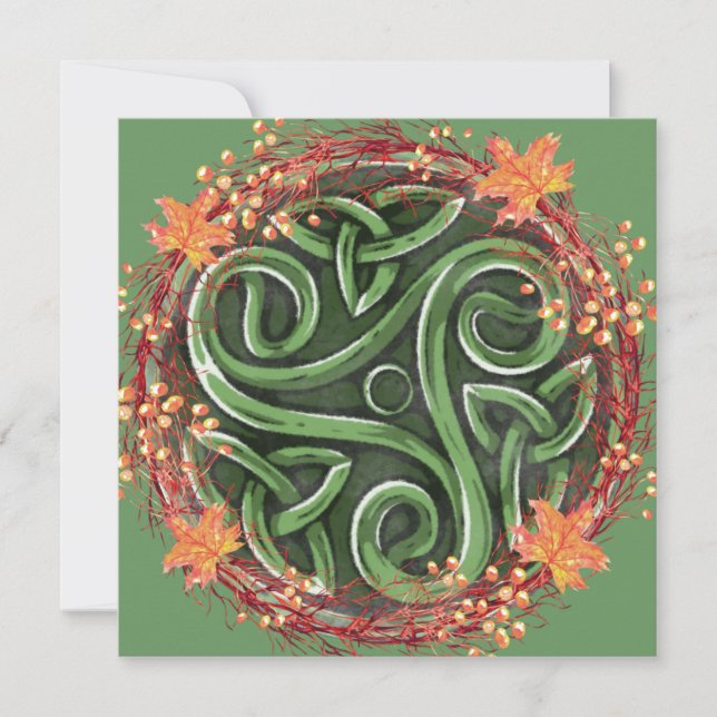 Alla Equinox Mabon Celtic Triskelion Harvest Julkort (Framsida)