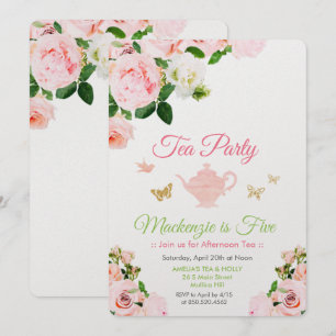 ALLA EVENEMANG - Blomsterlig Tea Party-inbjudan Inbjudningar