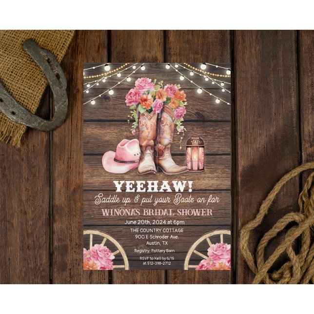 ALLA EVENEMANG - Cowgirl Boot Floral Western Inbju Inbjudningar (Skapare uppladdad)