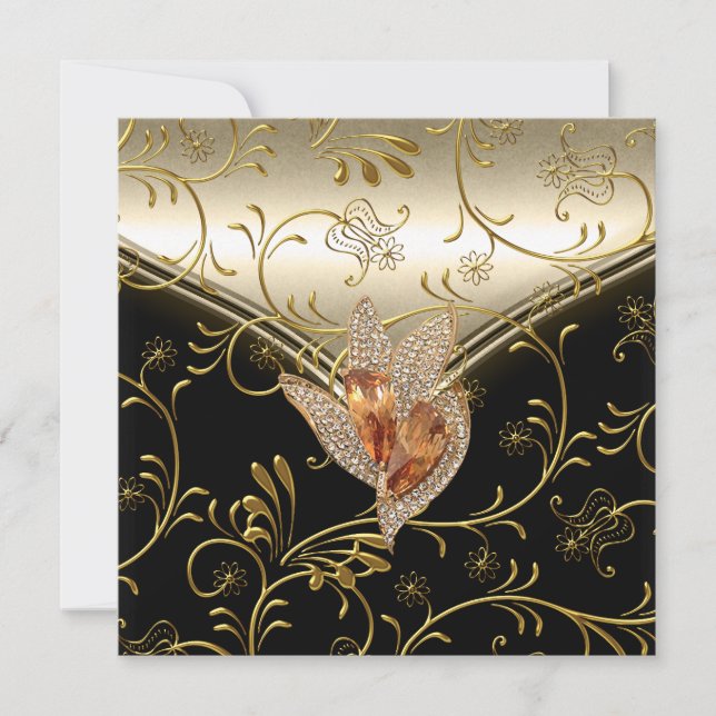 Alla evenemang Elegant Damast Karamell Kräm Beige  Inbjudningar (Framsida)