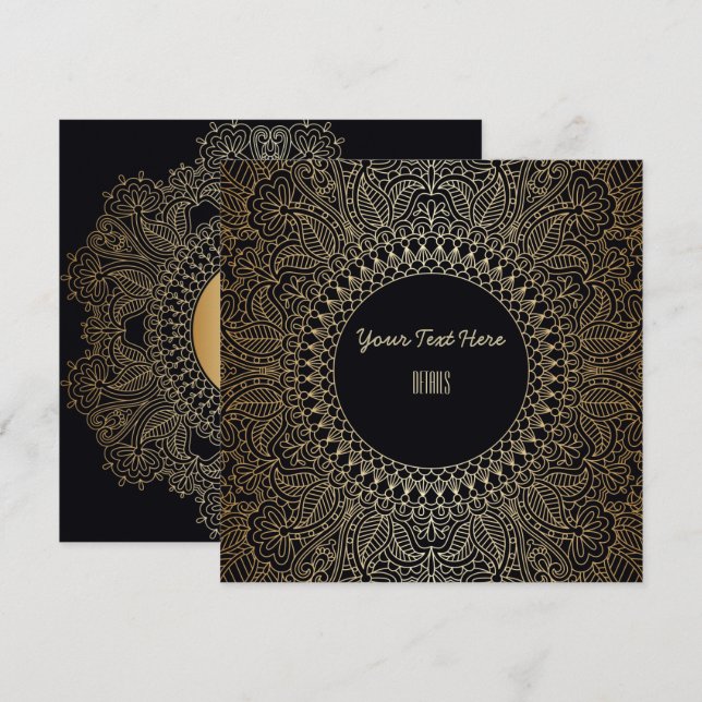 Alla evenemang Elegant Guld Mandala Spara Datumet (Fram/baksida)