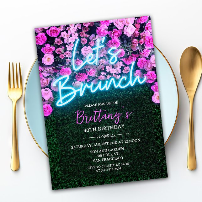 ALLA EVENEMANG - Neon Brunch Blommig Inbjudan (Skapare uppladdad)