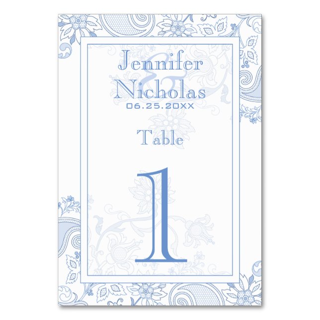 Alla Färg Flowers & Foliage Lacy Doodle Bröllop Bordsnummer (Framsidan)