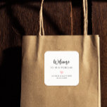 Alla Färg Heart-minimalister, enkelt Bröllop Välko Fyrkantigt Klistermärke<br><div class="desc">Välkomna dekaler för gäster till bröllop. Du kan redigera färg för valfri del av den här designen. Om du vill ändra färg klickar du på Anpassa och "redigera med verktyg i designen". Markera inslag som du vill redigera och använda sedan verktyg för att göra ändringarna.</div>