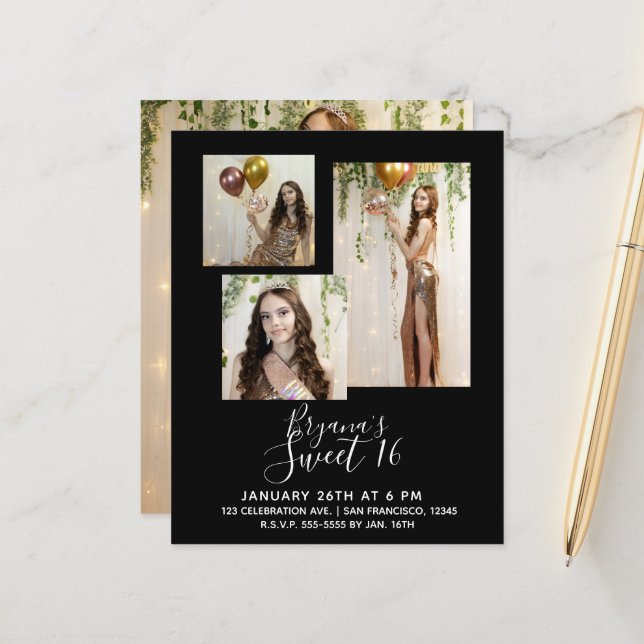 Alla Färg Modern Minimal Sweet 16 Party-foto (Fram/Back In Situ)