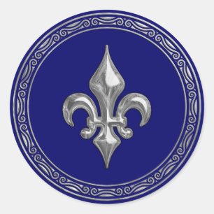 Alla Färg och Silver Fleur de Lis-kuvert-förseglin Runt Klistermärke