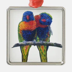 Alla färger av regnbågen Lorikeets Julgransprydnad Metall