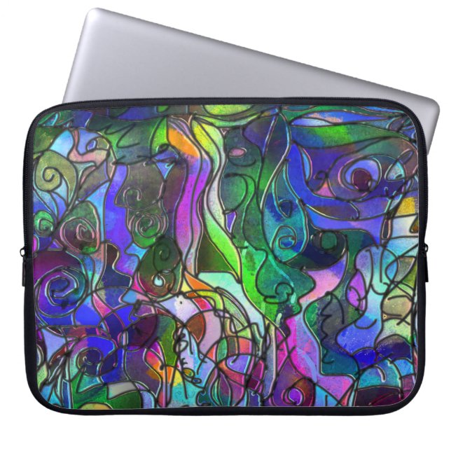 Alla färger med virvlar och linjer laptop sleeve (Framsidan)
