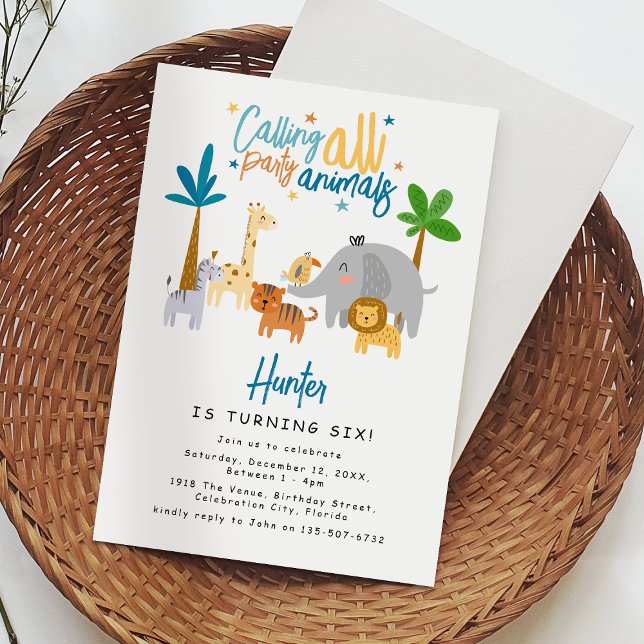 Alla festdjur kallade! Födelsedagsfest Inbjudningar (Skapare uppladdad)