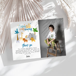 Alla festdjur kallade! Födelsedagsfest Tack Kort
