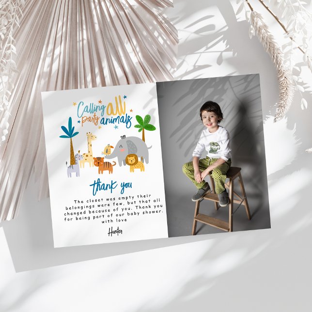 Alla festdjur sammankommas Födelsedagsfest Tack Kort (Skapare uppladdad)