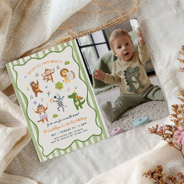 Alla festeri djur Safari Födelsedagsfoto Inbjudningar