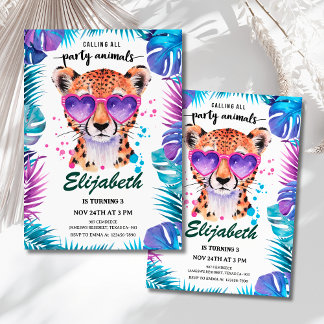 Alla festsugna djur Leopards födelsedag Inbjudningar
