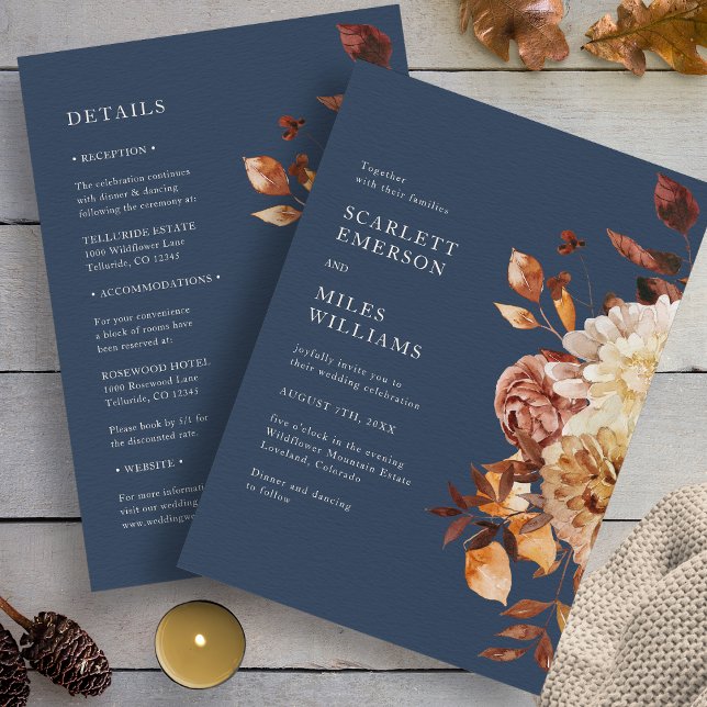 Alla flottor på en Bröllop Inbjudningar (Navy Fall All In One Wedding Invitation by Painted Paperie
)