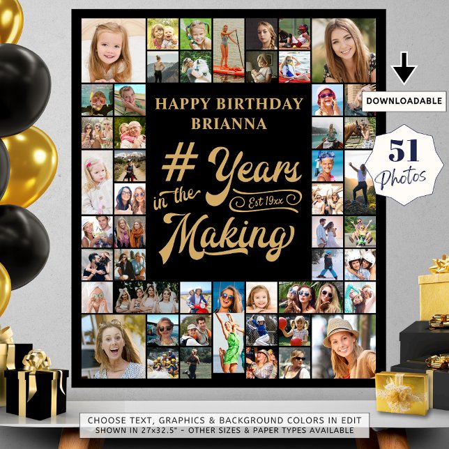 Alla födelsedagar 51 Fotocollage År i görandet Poster (Skapare uppladdad)