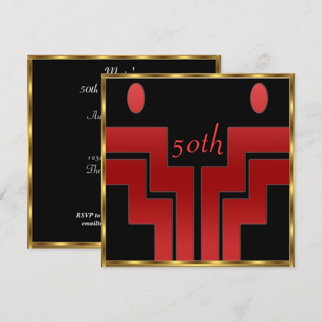 Alla födelsedagsfest Svart  ed Inbjudningar (Fram/baksida)