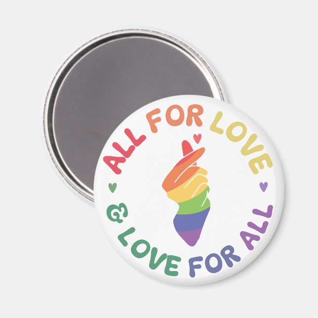 Alla för Kärlek Pride Rainbow Hand LGBTQ+ Magnet (Front/Back)