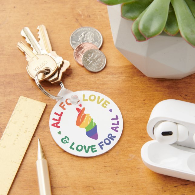 Alla för Kärlek Pride Rainbow Hand LGBTQ+ Nyckelring (Skrivbord)