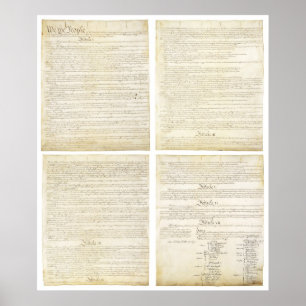 Alla fyra ORIGINALsidorna i USA:s konstitution Poster