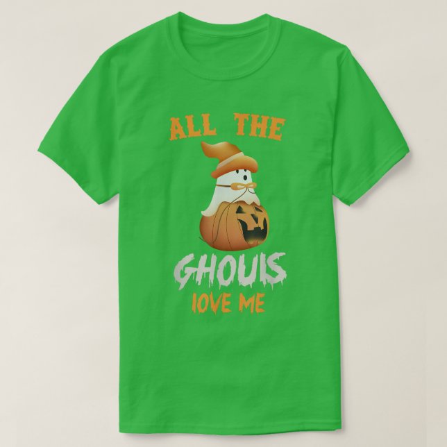 Alla Ghouls Kärlek Me Boo Ghost Spooky Pumpkin har T Shirt (Design framsida)