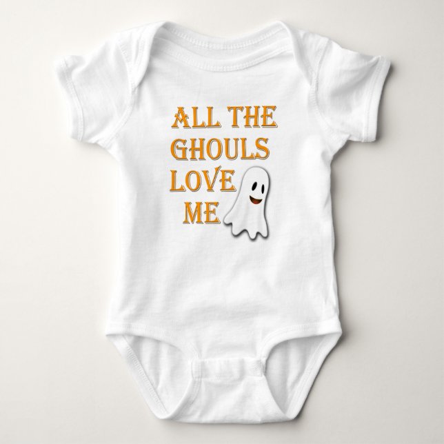 Alla Ghouls Kärlek Me Ghost Orange Baby Outfit Tee (Framsida)