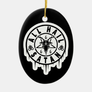 Alla Hail Satan 666 Baphomet Goat Head Satanic Pag Julgransprydnad Keramik