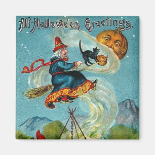 Alla Halloween hälsningar som flyger häxan Magnet
