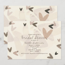 ALLA HÄNDELSER Rosa & Taupe Hjärtan Chic Inbjudan