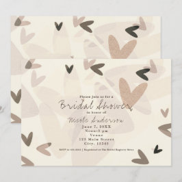 ALLA HÄNDELSER Rosa & Taupe Hjärtan Chic Inbjudan