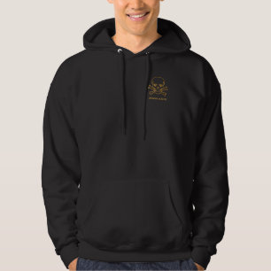Alla Händer på Deck Black Guld Pirat Skull Bones Hoodie
