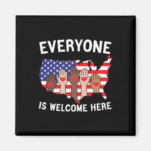 Alla här välkomnar amerikanska Flagga för stöd Magnet