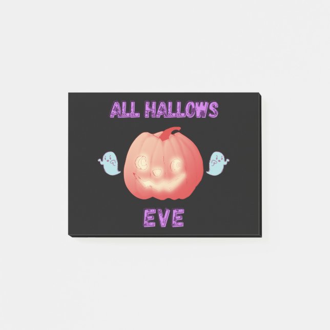 Alla helgons afton Halloween Pumpa och Spöken Post-it Block (Framsida)