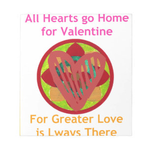 Alla hjärtan går hem för Valentine Art-utskrift Anteckningsblock