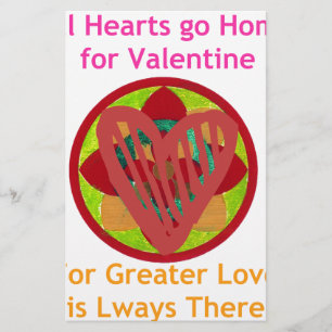 Alla hjärtan går hem för Valentine Art-utskrift Brevpapper