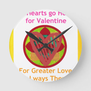 Alla hjärtan går hem för Valentine Art-utskrift Rund Klocka