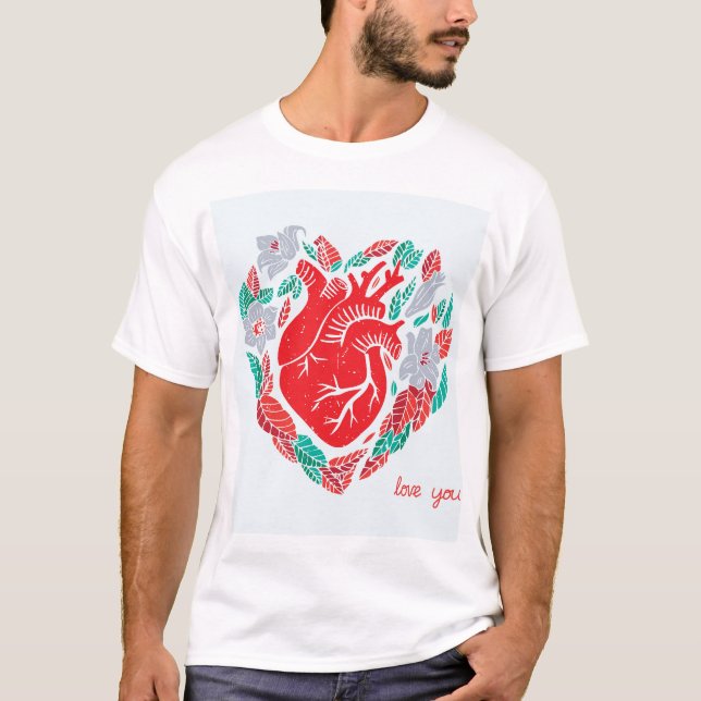 Alla hjärtans anatomiska hjärta: Unikt kort T Shirt (Framsida)