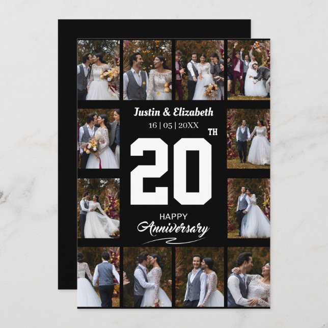 Alla hjärtans årsdag 12 fotocollage julkort (Fram/baksida)