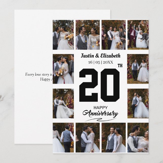 Alla hjärtans årsdag 12 Fotokollage Julkort (Fram/baksida)