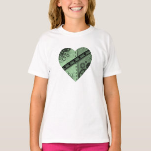 Alla hjärtans blek grönt och svart steampunk hea tee shirt