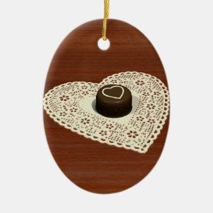 Alla hjärtans choklad julgransprydnad keramik