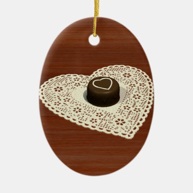 Alla hjärtans choklad julgransprydnad keramik (Framsidan)