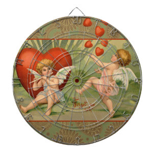 Alla hjärtans Cupido Kärlek Antik Vintage Darttavla