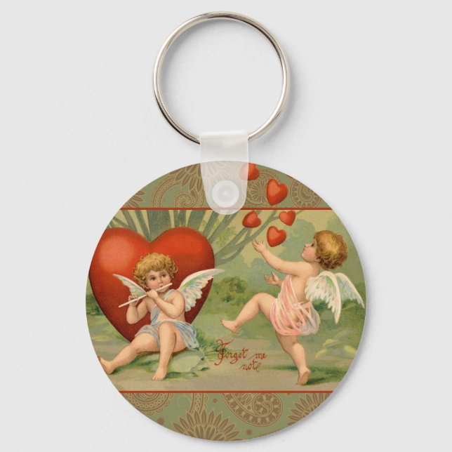 Alla hjärtans Cupido Kärlek Antik Vintage Nyckelring (Framsida)