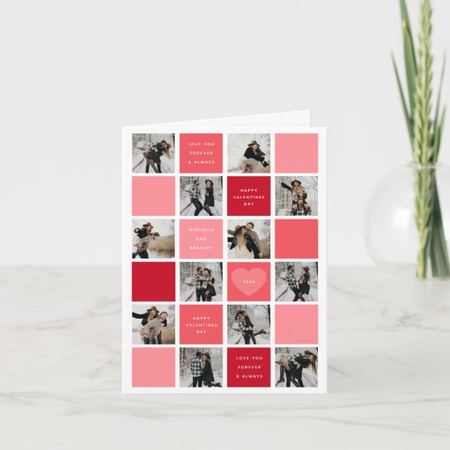 Alla hjärtans dag 12-fotrutnät helgkort (Framsida)